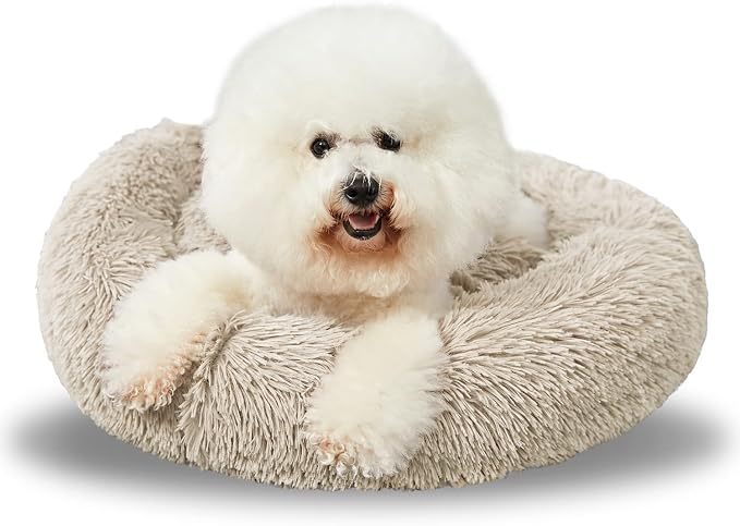 Washable Donut Dog Bed, Round Calming Cuddler with Non-Slip Base