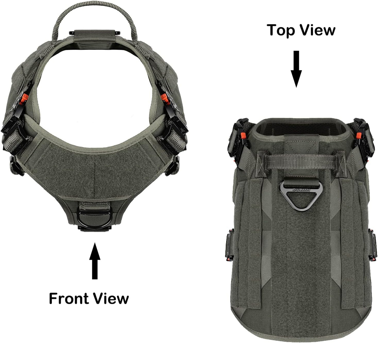 Tactical Dog Harness for Large Dogs,Full Metal Buckles Dog Vest