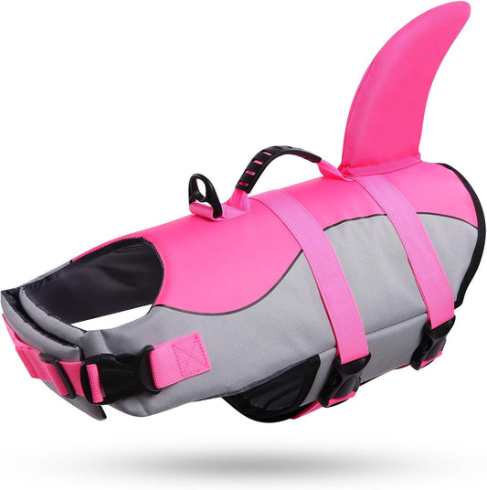 Dog Life Jacket, Cute Shark Dog Life Vest for Swimming & Boating