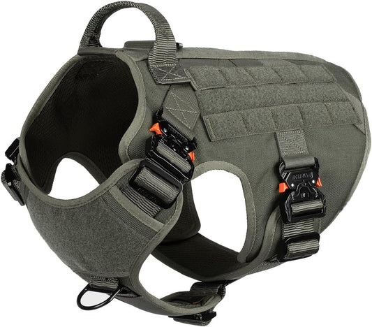Tactical Dog Harness for Large Dogs,Full Metal Buckles Dog Vest