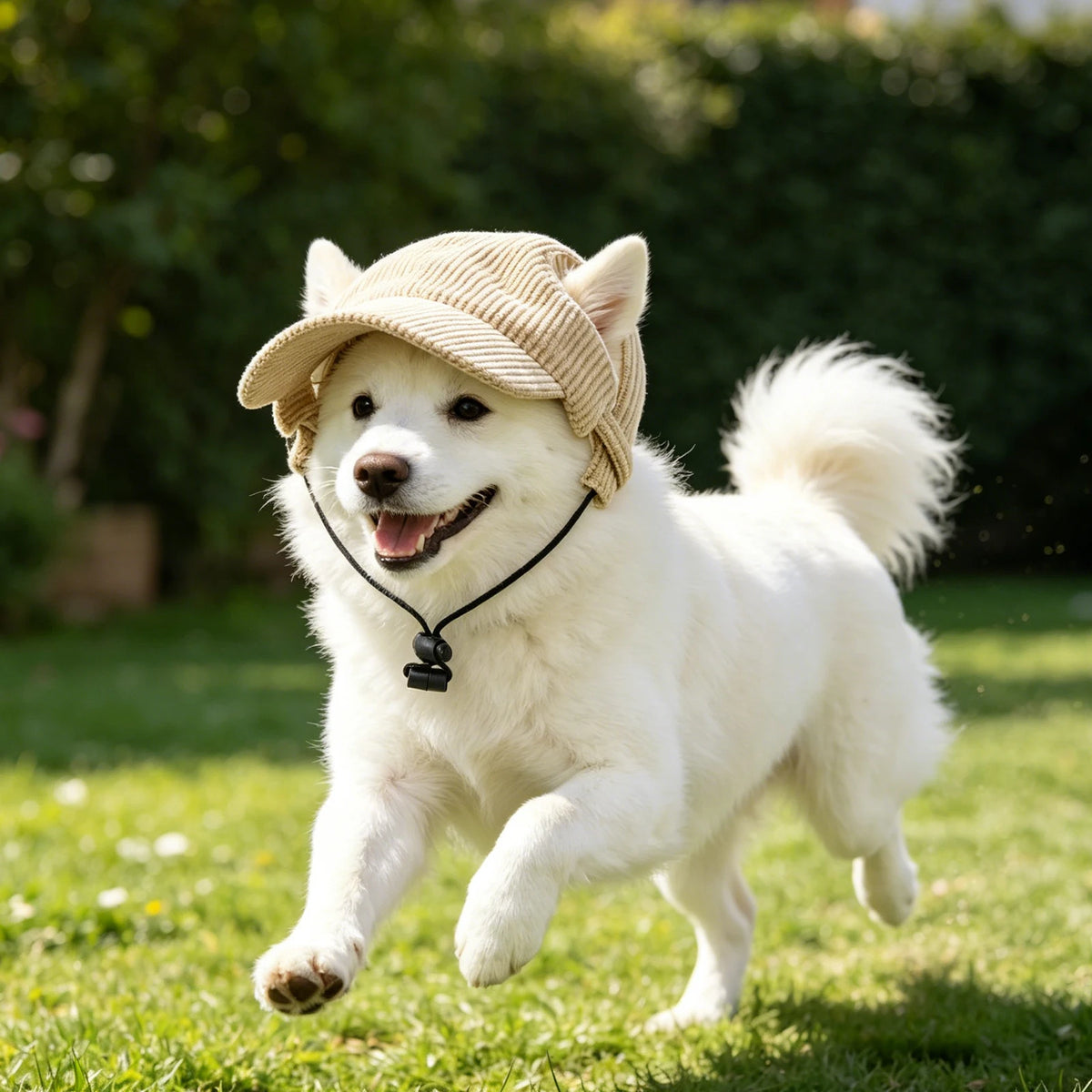 Summer Pet Hat Corduroy Dog Hat with Ear Holes Sunscreen Dog Baseball Cap Outdoor Sports Hat Pet Headwear Adjustable