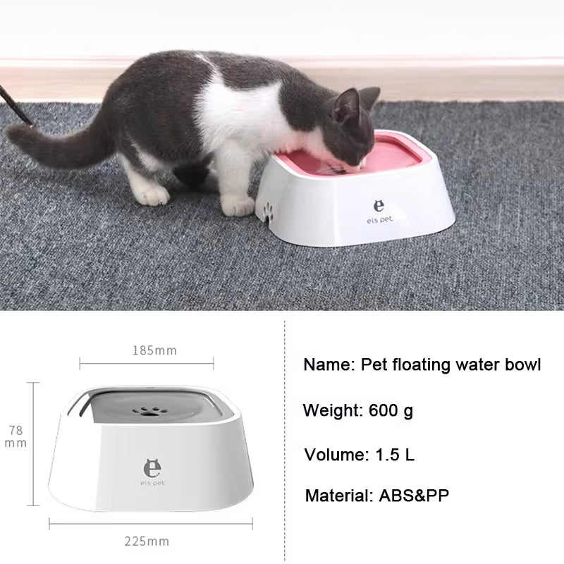 Dog Drinking Water Bowl Floating Non-Wetting Mouth Pet Bowl without Spill Drinking Water Dispenser Plastic Anti-Over Dog Bowl