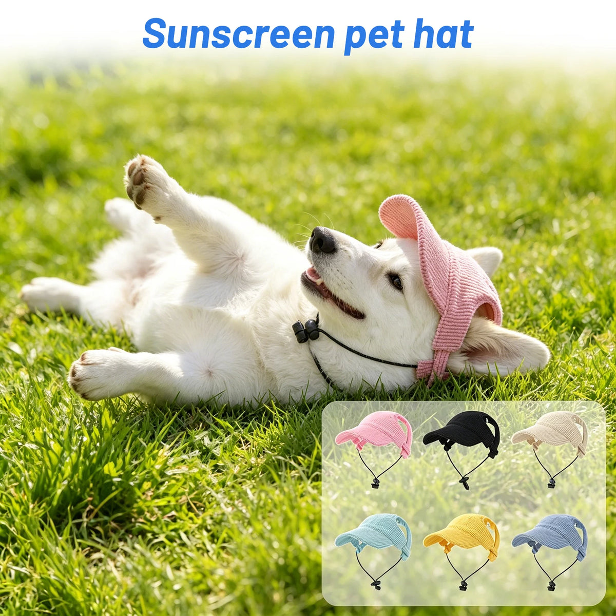 Summer Pet Hat Corduroy Dog Hat with Ear Holes Sunscreen Dog Baseball Cap Outdoor Sports Hat Pet Headwear Adjustable