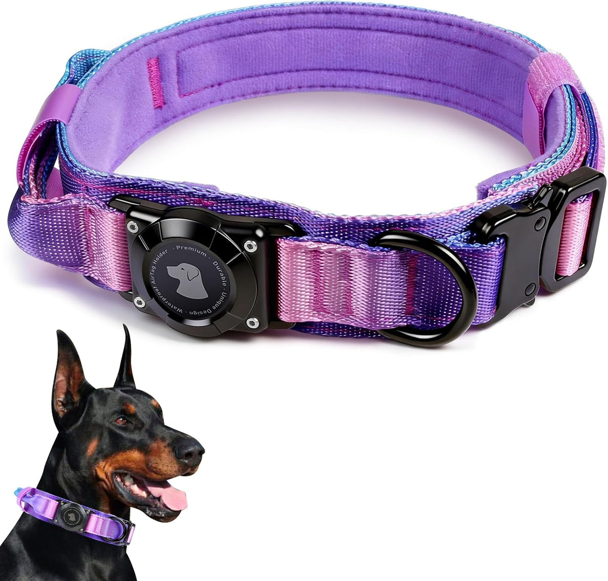 2026 Upgrade Waterproof Tactical Airtag Dog Collar, Built in Airtag Holder