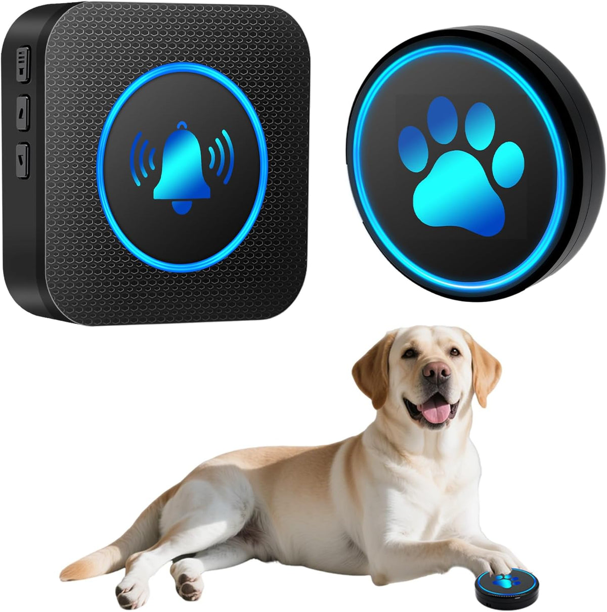 Dog Door Bell for Potty Training, Smart Wireless Doggie Doorbell to Go Outside, 1000 Feet Long Range with IP65 Waterproof Super-Light Touch Button, 60 Melodies & Adjustable Volume (2 Button)