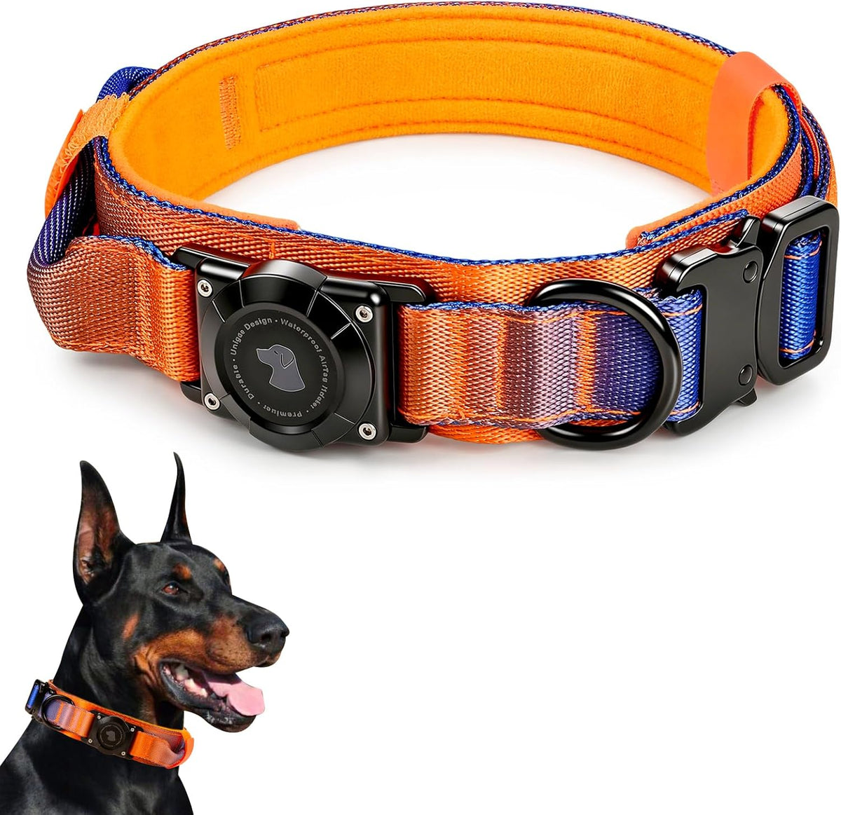 2026 Upgrade Waterproof Tactical Airtag Dog Collar, Built in Airtag Holder