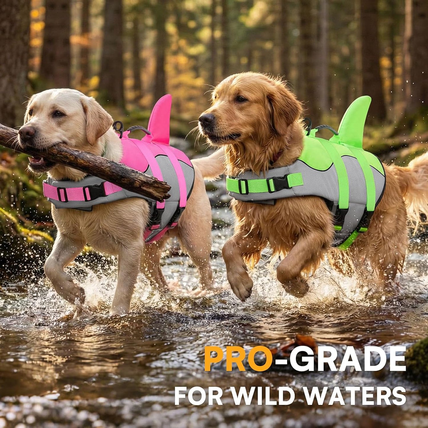 Dog Life Jacket, Cute Shark Dog Life Vest for Swimming & Boating