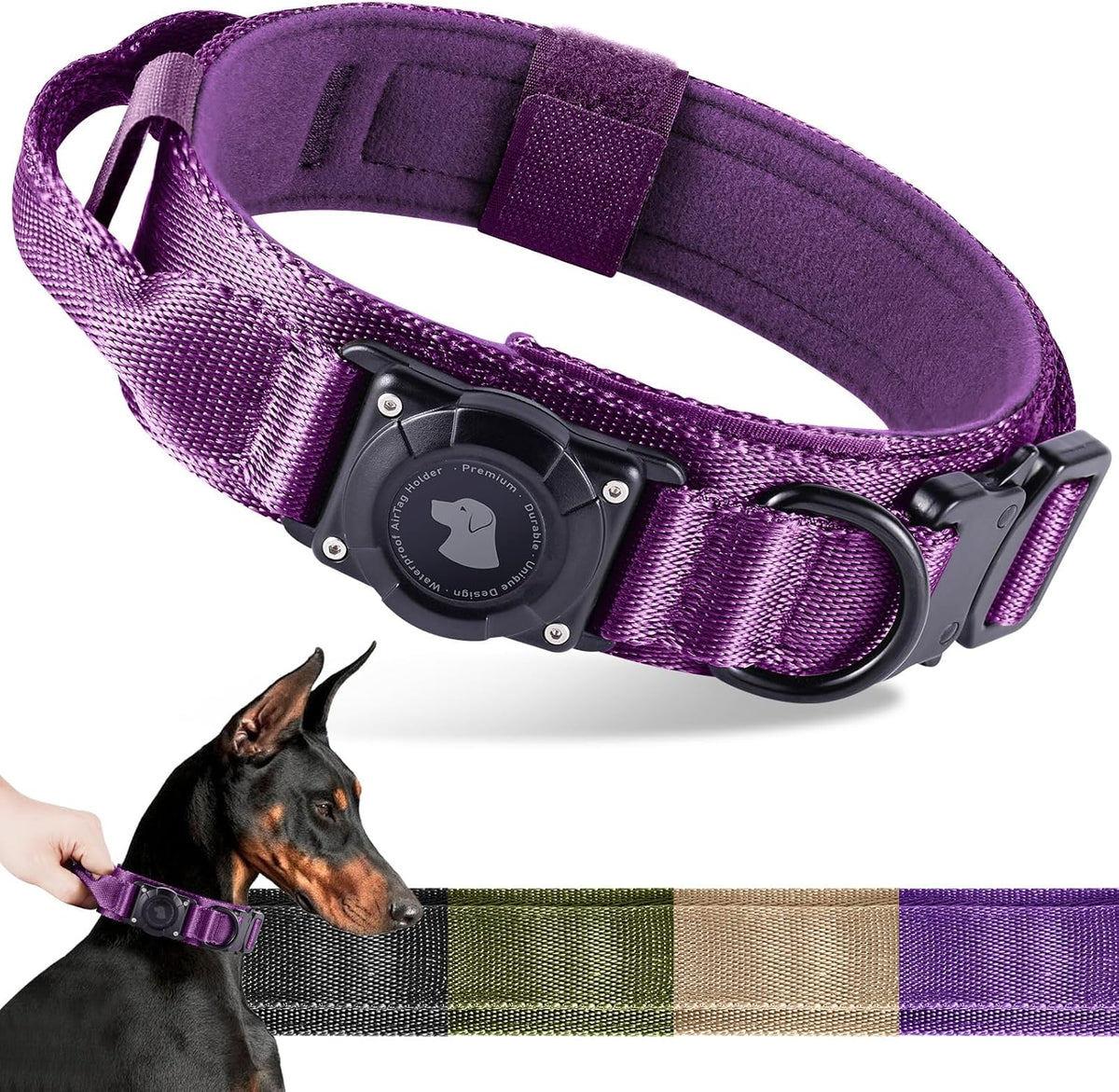 2026 Upgrade Waterproof Tactical Airtag Dog Collar, Built in Airtag Holder