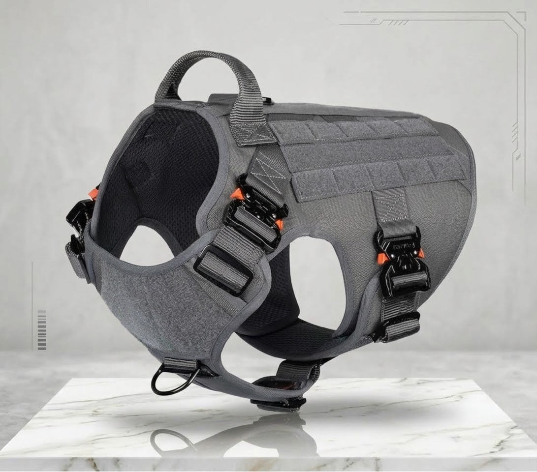Tactical Dog Harness for Large Dogs - Grey