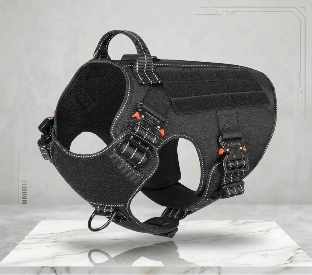 Tactical Dog Harness for Large Dogs - Black