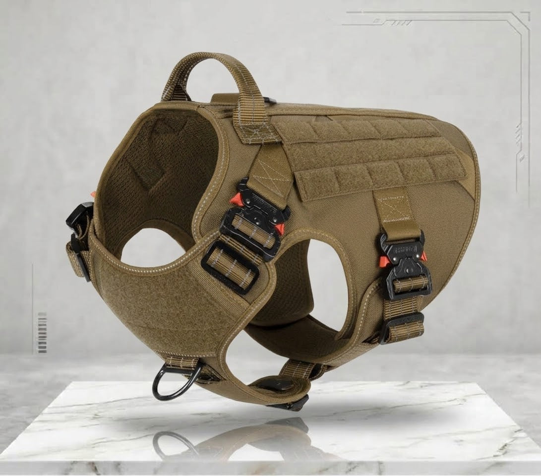 Tactical Dog Harness for Large Dogs - Brown