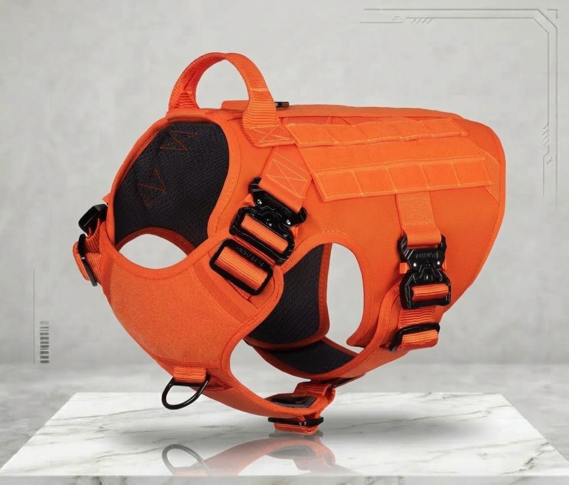 Tactical Dog Harness for Large Dogs - Orange