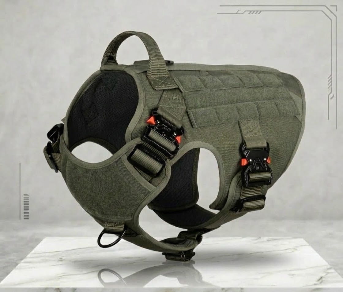 Tactical Dog Harness for Large Dogs - Green