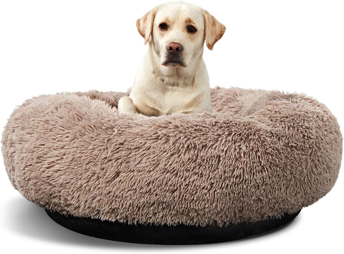 Washable Donut Dog Bed, Round Calming Cuddler with Non-Slip Base