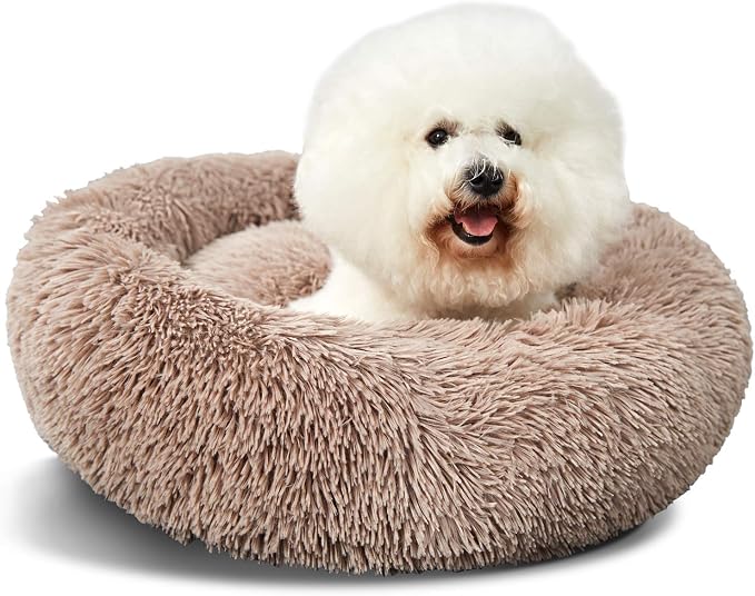 Washable Donut Dog Bed, Round Calming Cuddler with Non-Slip Base
