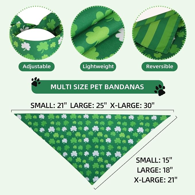 Reversible Dog Bandana - Halloween, Thanksgiving, Valentine, Easter & St Patricks Pet Scarf