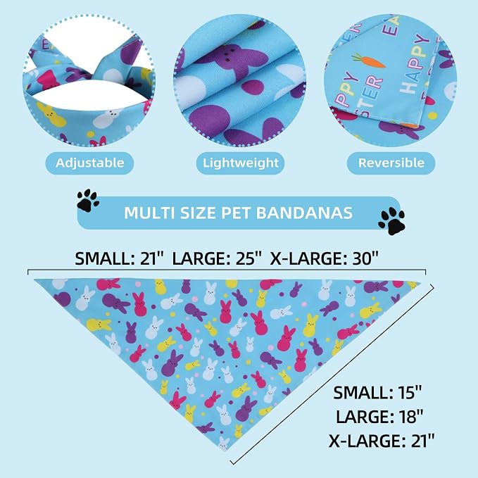 Reversible Dog Bandana - Halloween, Thanksgiving, Valentine, Easter & St Patricks Pet Scarf