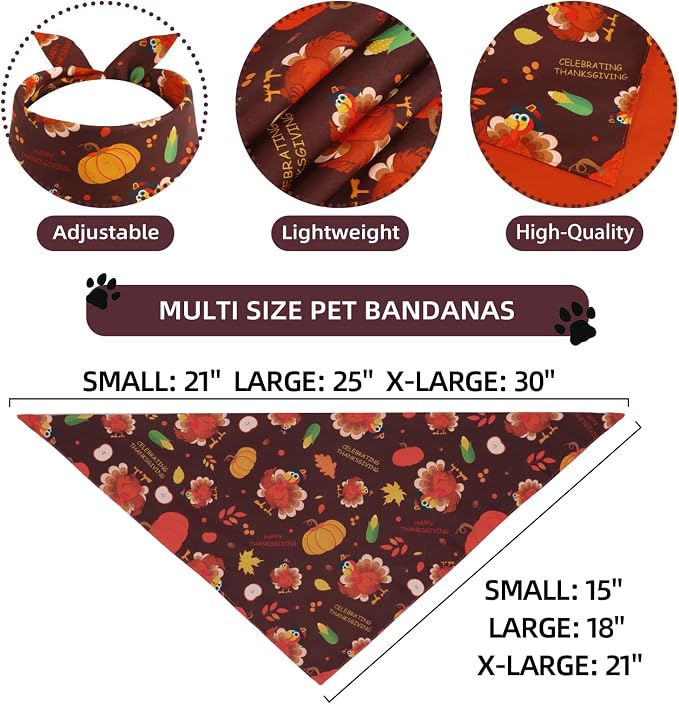 Reversible Dog Bandana - Halloween, Thanksgiving, Valentine, Easter & St Patricks Pet Scarf