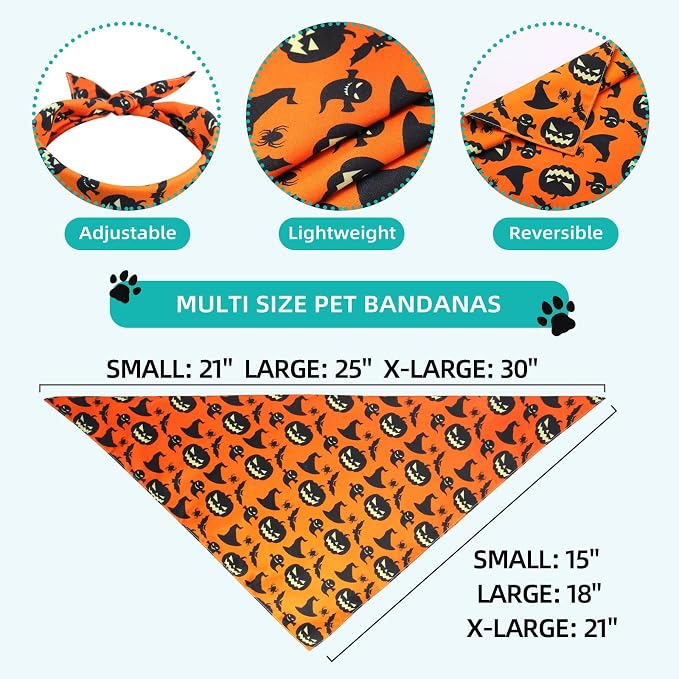Reversible Dog Bandana - Halloween, Thanksgiving, Valentine, Easter & St Patricks Pet Scarf
