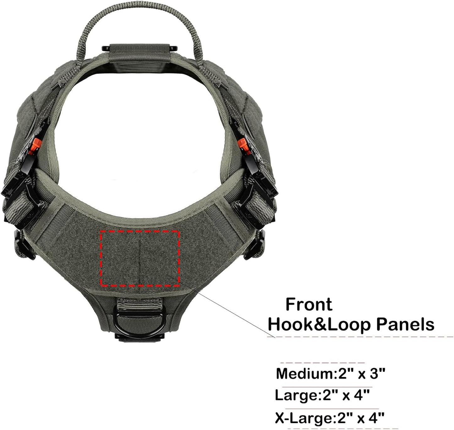 Tactical Dog Harness for Large Dogs,Full Metal Buckles Dog Vest