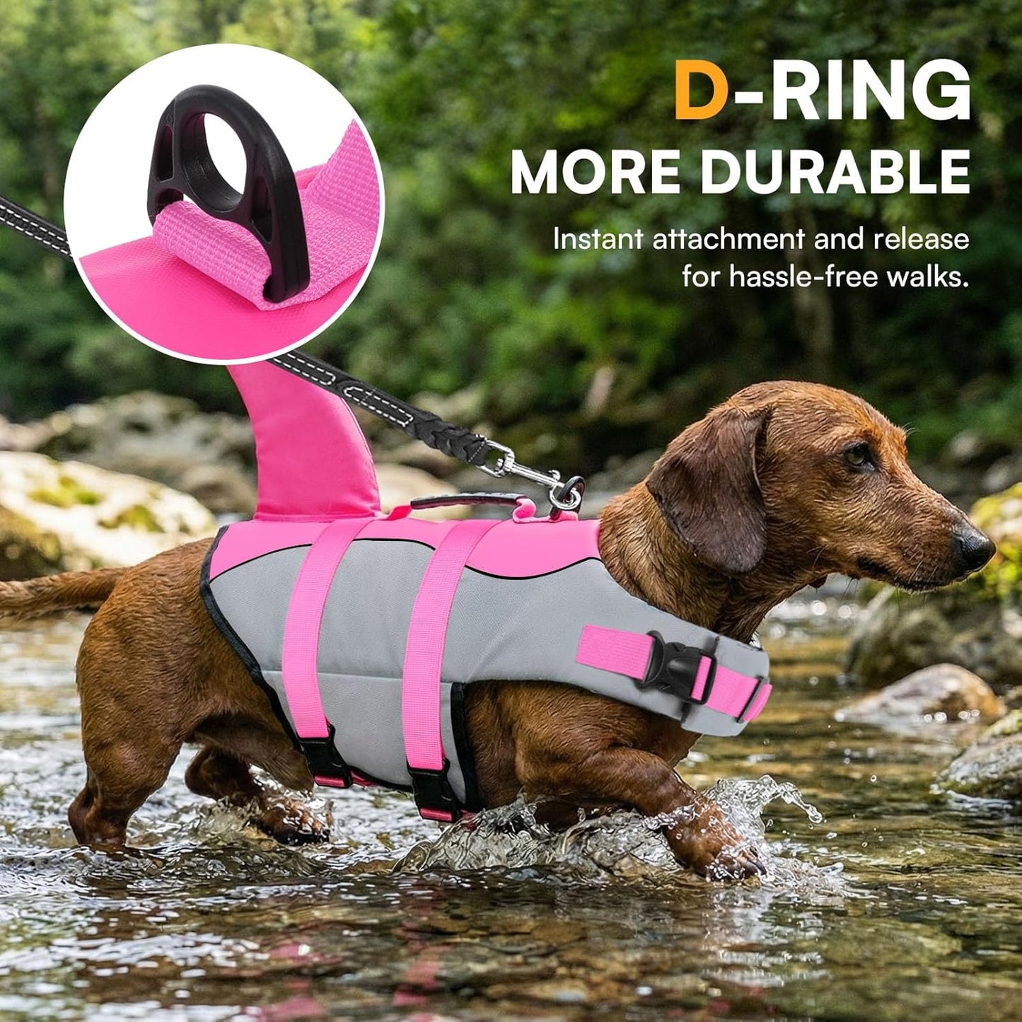 Dog Life Jacket, Cute Shark Dog Life Vest for Swimming & Boating