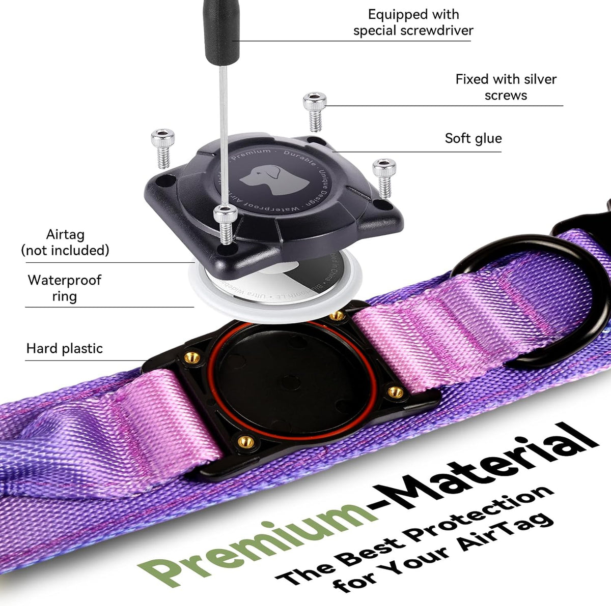 2026 Upgrade Waterproof Tactical Airtag Dog Collar, Built in Airtag Holder