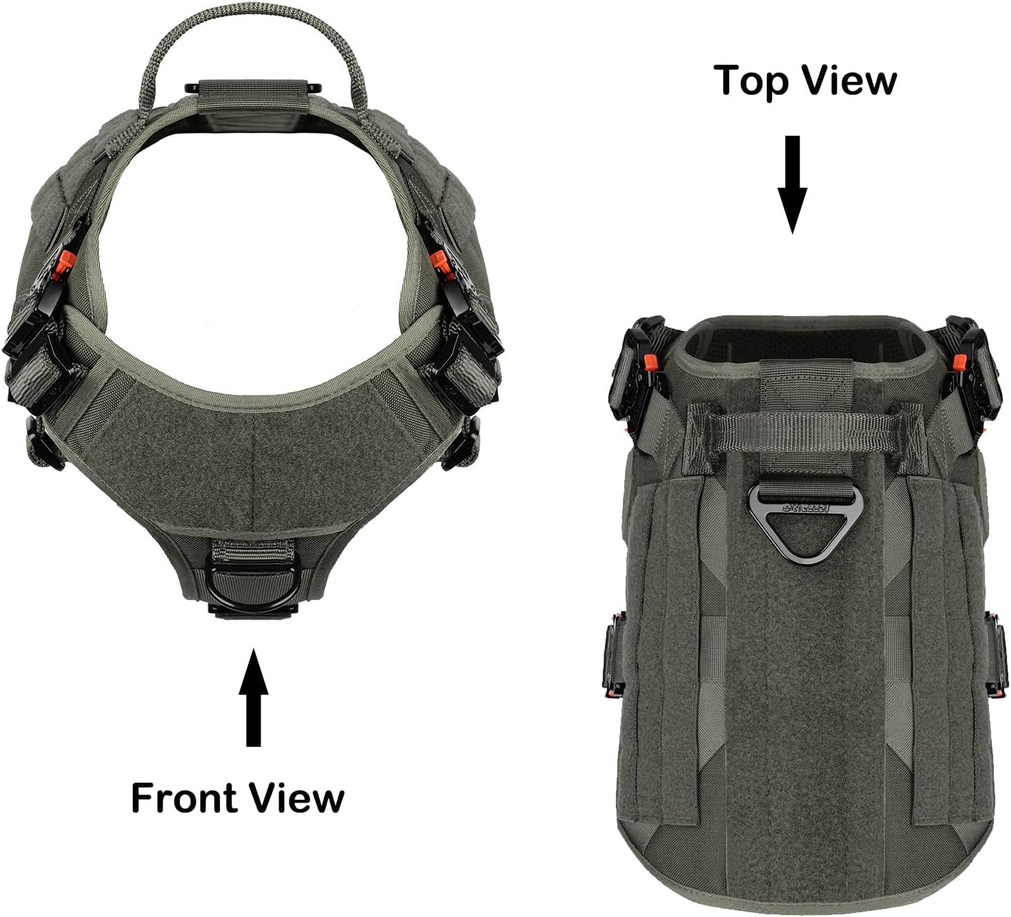 Tactical Dog Harness for Large Dogs,Full Metal Buckles Dog Vest