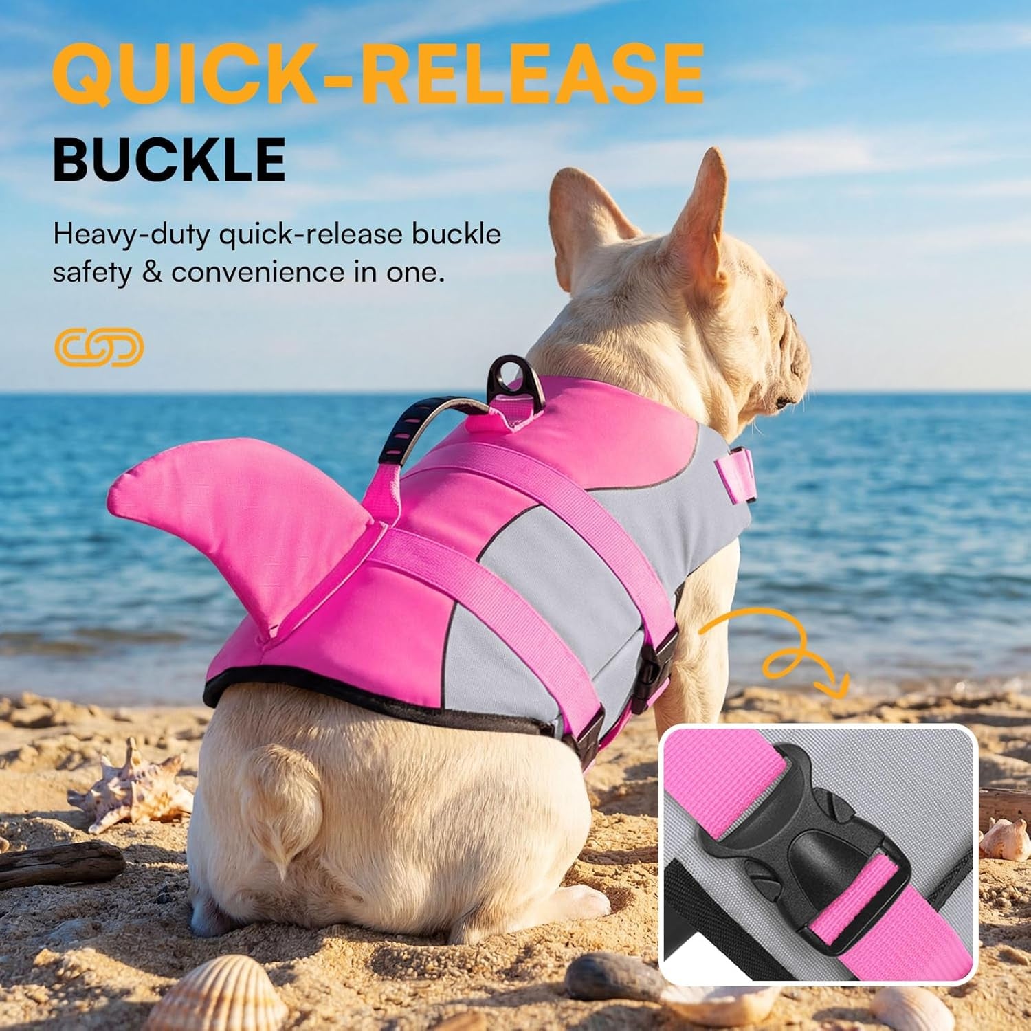 Dog Life Jacket, Cute Shark Dog Life Vest for Swimming & Boating