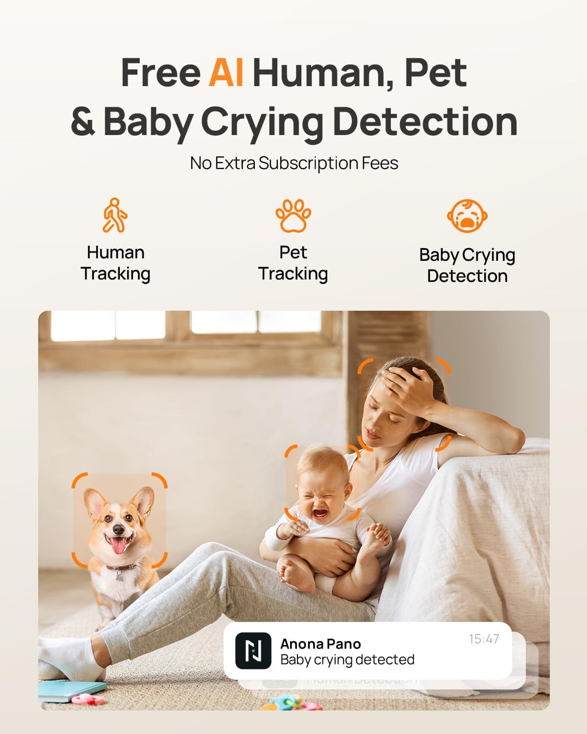 Pano 4K UHD Indoor Camera, Pet/Dog Security Camera with Phone App